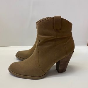American Eagle Tan Faux Suede Ankle Heeled Booties